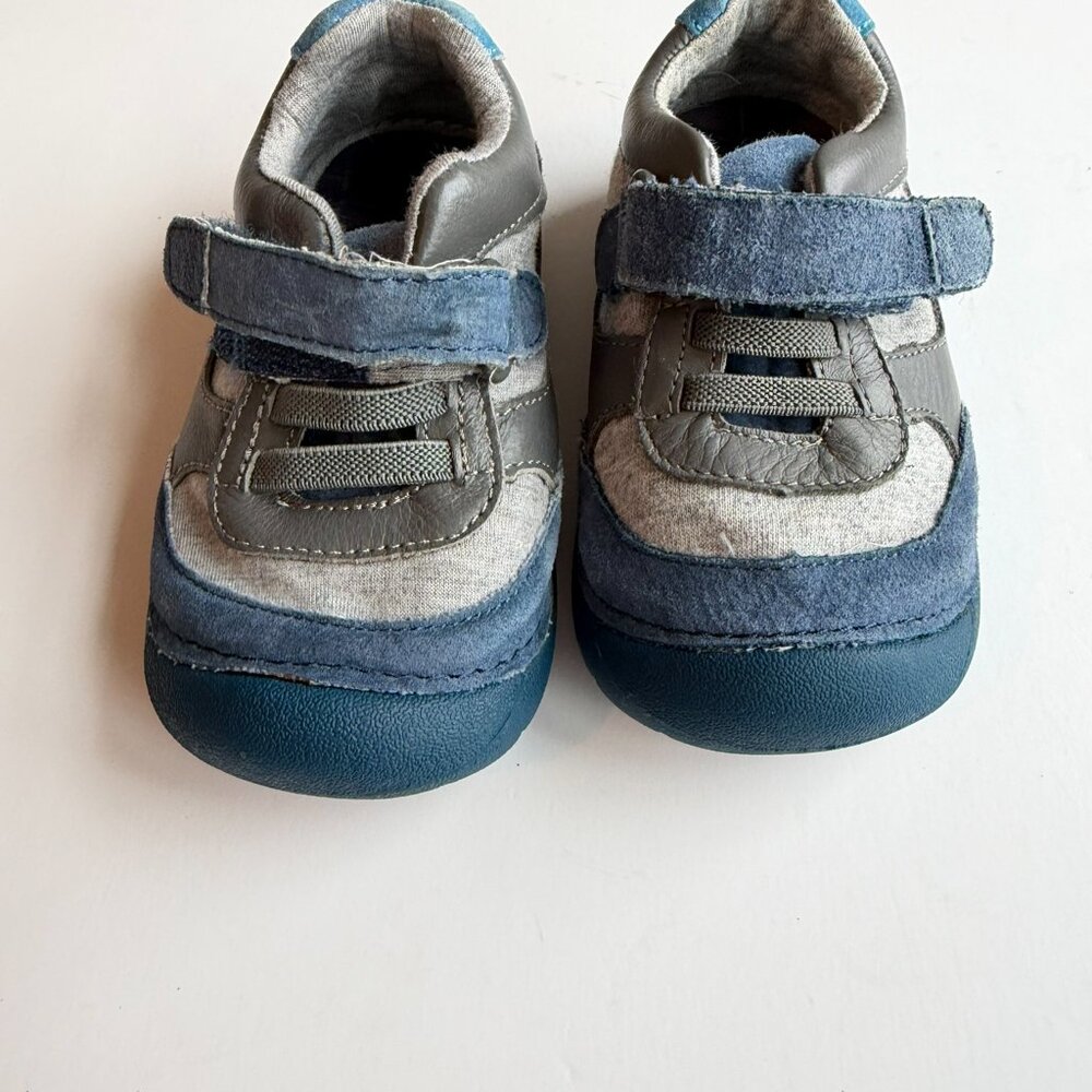 Baby Walking Shoes 5W Tucker and Tate Mixed Blue Leathers and Gray - Picture 3 of 14